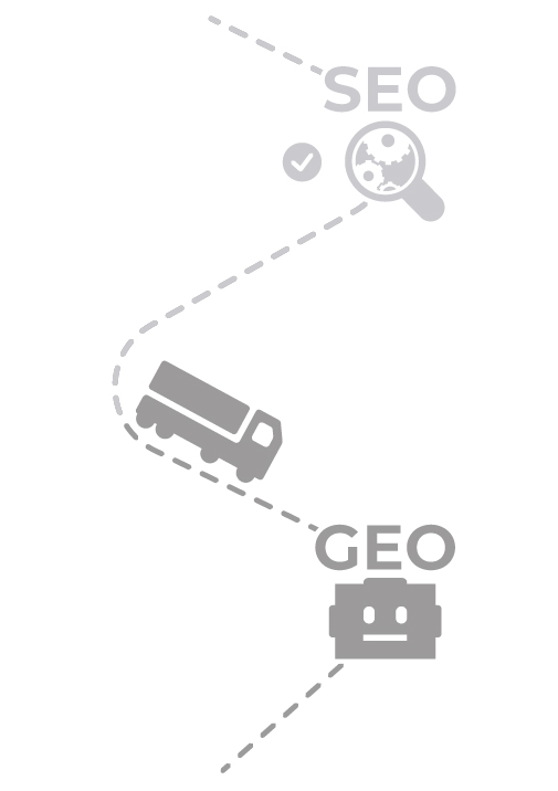 Illustration eines Lkw mit Lupe als Symbol für Sichtbarkeit und Optimierung in der Logistik